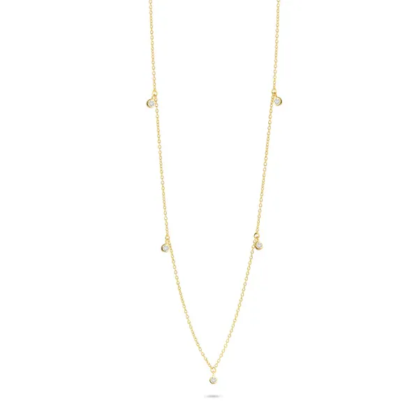 Symphony Halskette 45 cm - Sterlingsilber vergoldet - Zirkonia